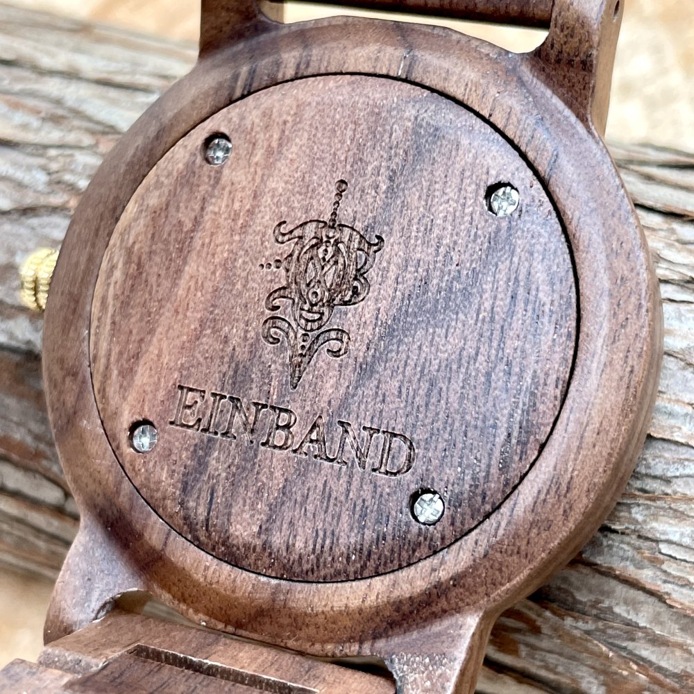 EINBAND Reise Walnut & Gold 木製腕時計 40mm - 木製腕時計・ウッドウォッチのお店　 EINBAND～アインバンド～