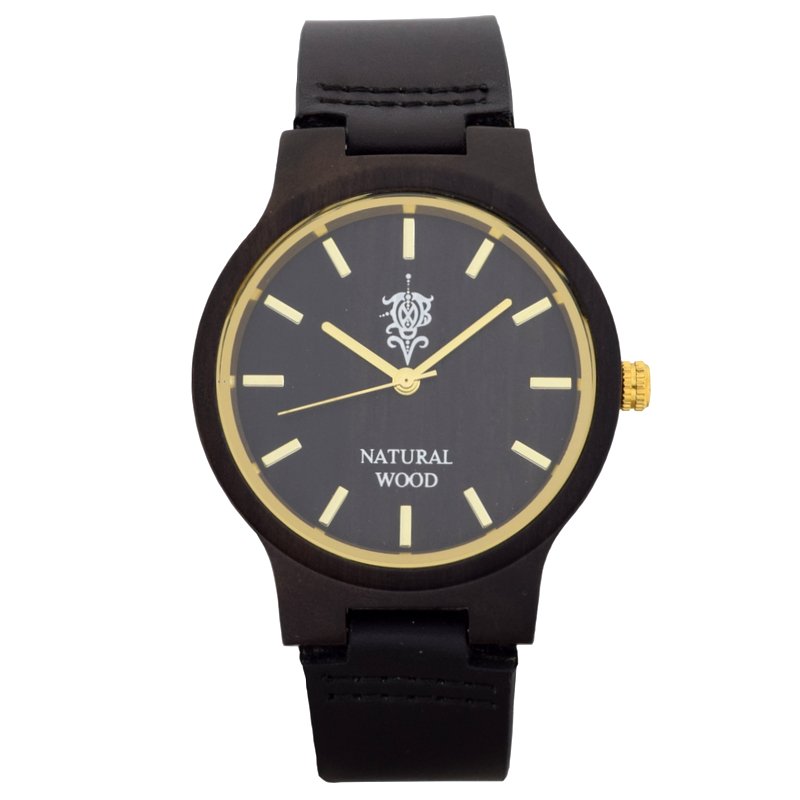 EINBAND Luft Ebony & Gold 木製腕時計 本革レザーベルト 40mm