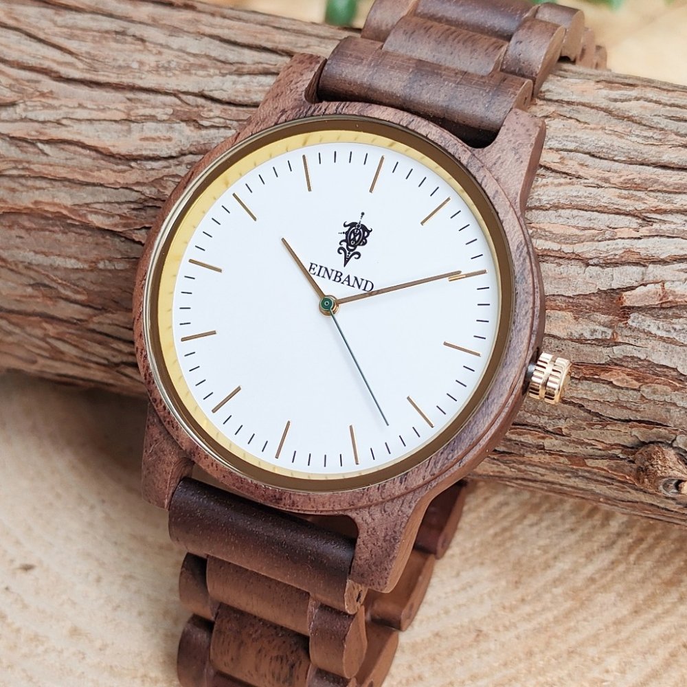 EINBAND Glanz WHITE 木製腕時計 40mm
