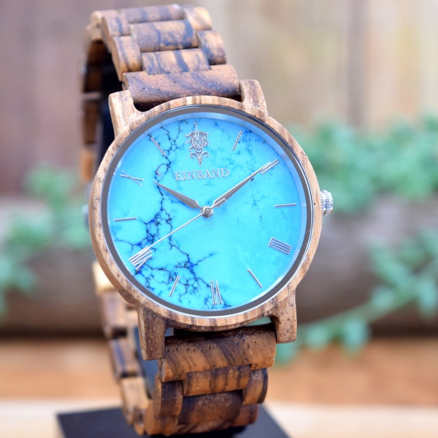 EINBAND Reise ターコイズゼブラウッドウォッチ 40mm【初回限定生産】 - 木製腕時計・ウッドウォッチのお店 EINBAND～ アインバンド～