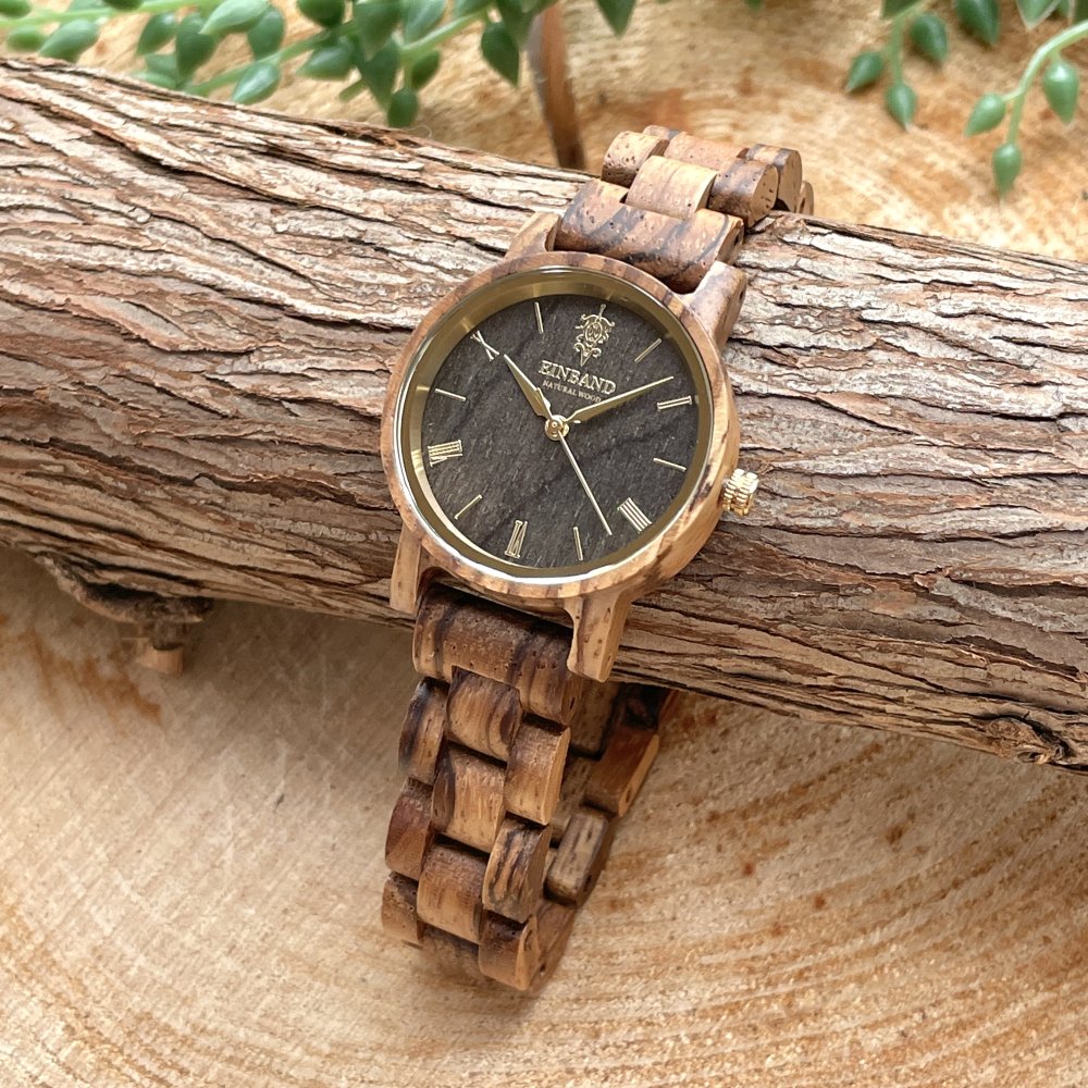 EINBAND Reise ZebraWood & Gold 木製腕時計 32mm - 木製腕時計・ウッドウォッチのお店　  EINBAND～アインバンド～