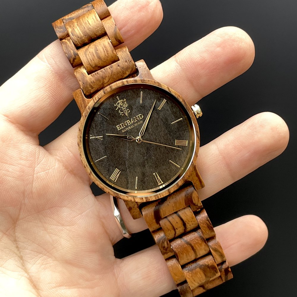 EINBAND Reise ZebraWood & Gold 木製腕時計 40mm - 木製腕時計・ウッドウォッチのお店　  EINBAND～アインバンド～