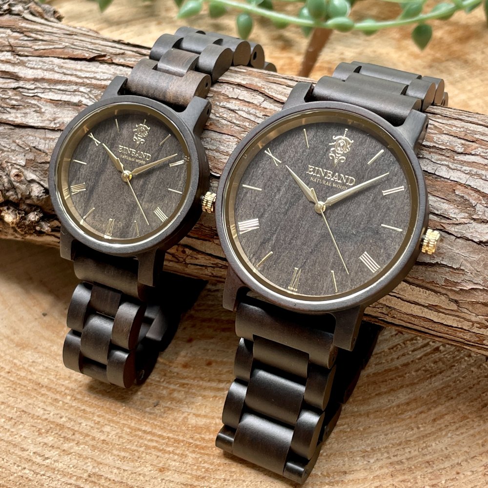 EINBAND Reise SandalWood & Gold 木製腕時計 32mm - 木製腕時計 ...