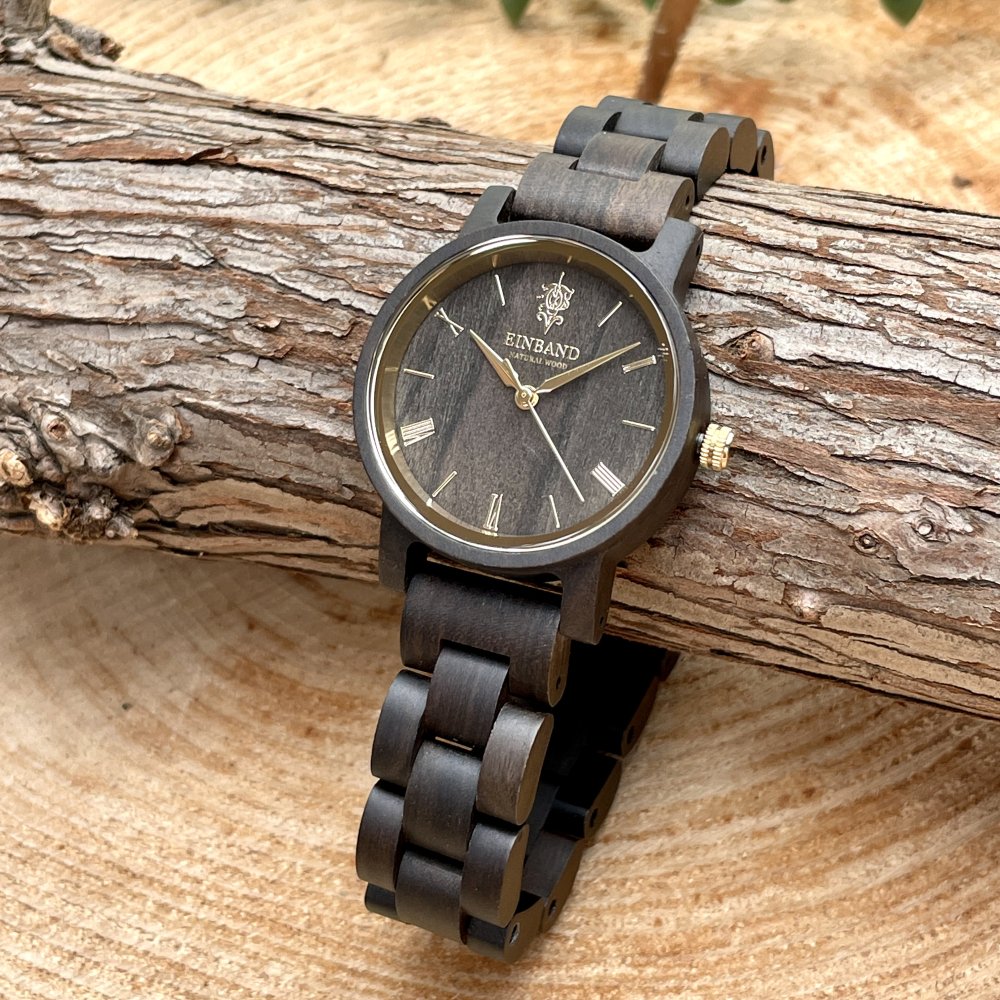 EINBAND Reise SandalWood & Gold 木製腕時計 32mm 