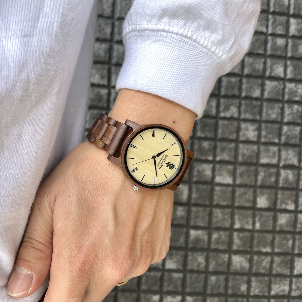 EINBAND Reise Walnut 木製腕時計 40mm - 木製腕時計・ウッドウォッチのお店 EINBAND～アインバンド～