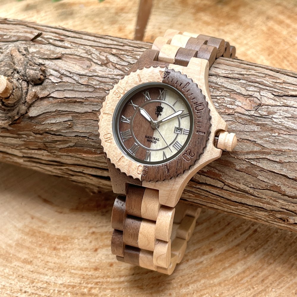EINBAND Meer Walnut & Maple 木製腕時計 34mm 