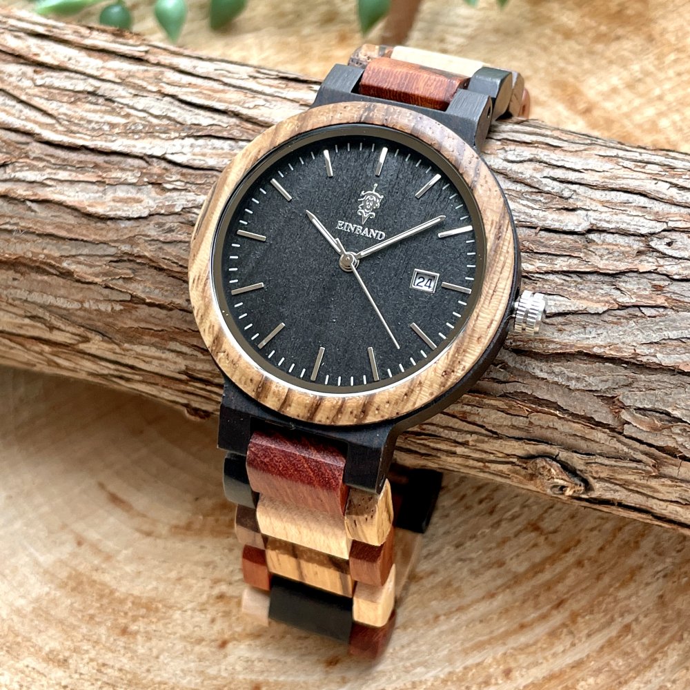 EINBAND Freiheit Zebrawood 木製腕時計 40mm - 木製腕時計・ウッド