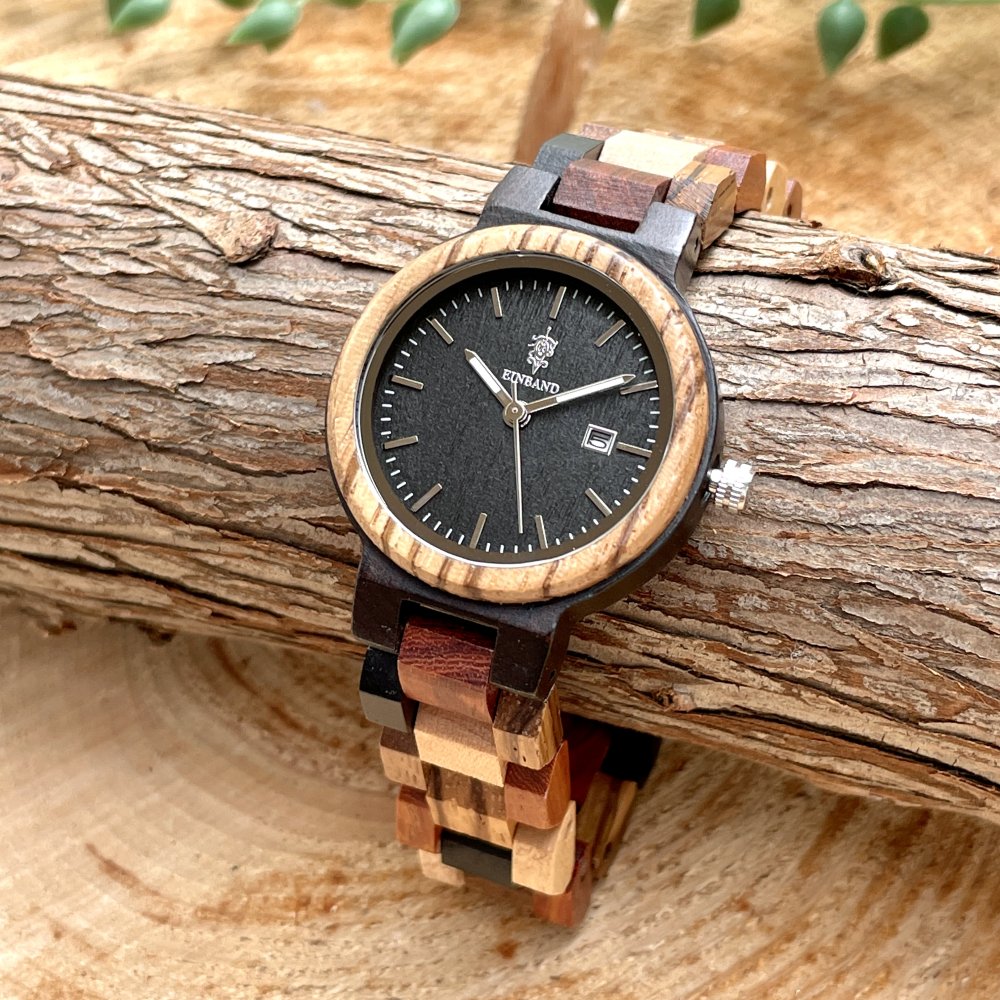 EINBAND Schatz エボニーウッド文字盤 木製腕時計 32mm 木製腕時計・ウッドウォッチのお店 EINBAND～アインバンド～