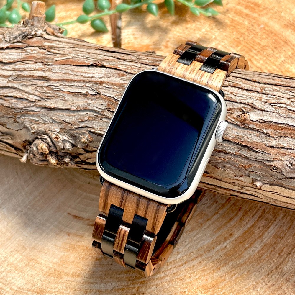 EINBAND AppleWatch 天然木バンド Aタイプ Zebrawood×Ebony - 木製腕時計・ウッドウォッチのお店　  EINBAND～アインバンド～