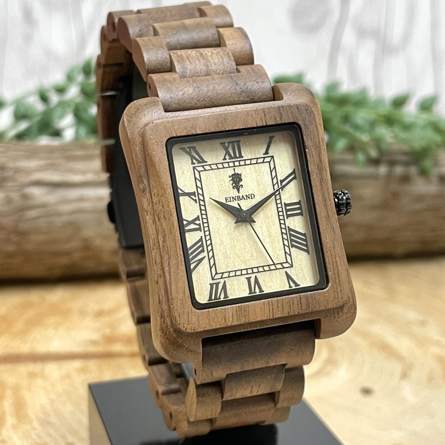 EINBAND Licht  Walnut & Maple Wood 木製腕時計 34mm 