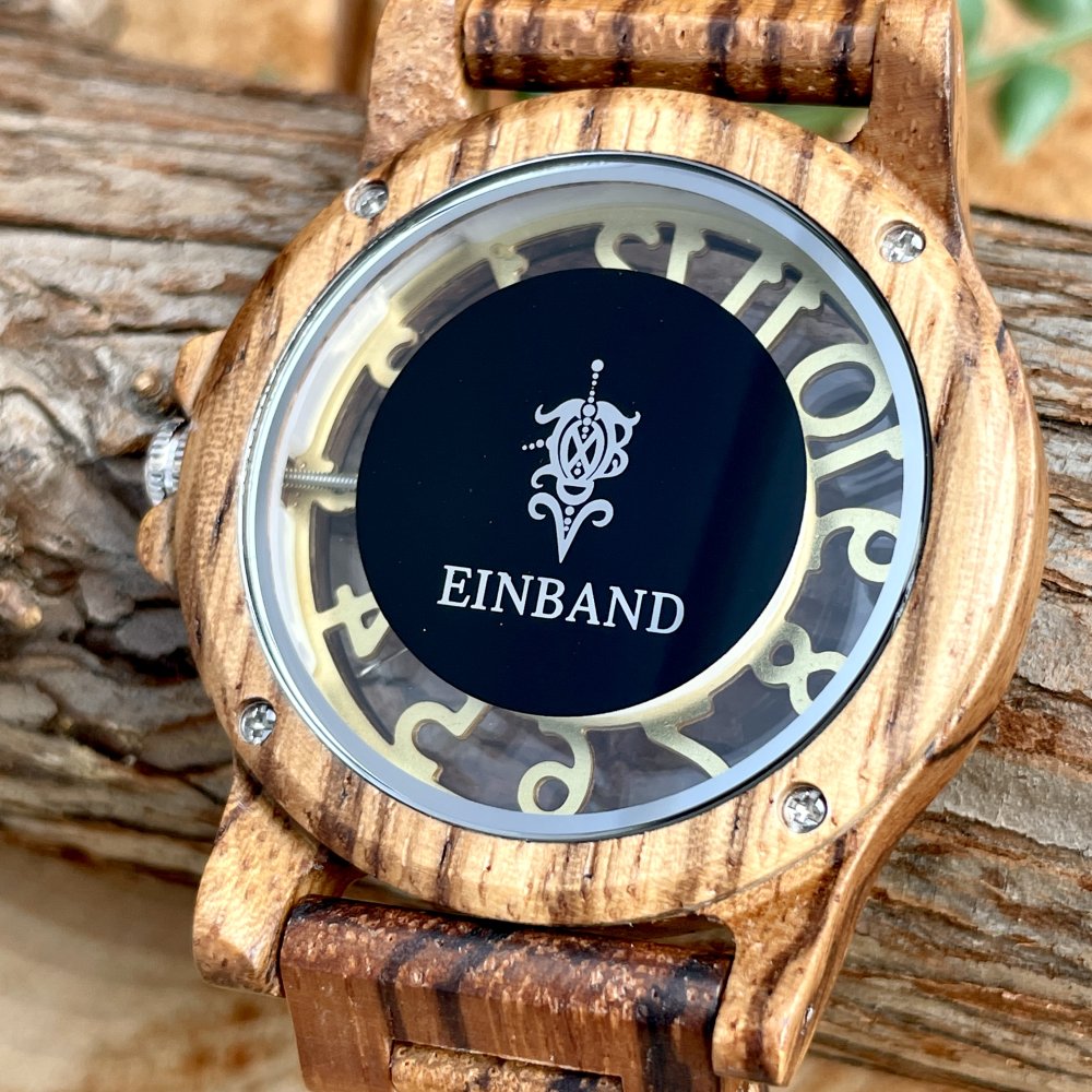EINBAND Freiheit Zebrawood 木製腕時計 40mm - 木製腕時計・ウッドウォッチのお店　 EINBAND～アインバンド～