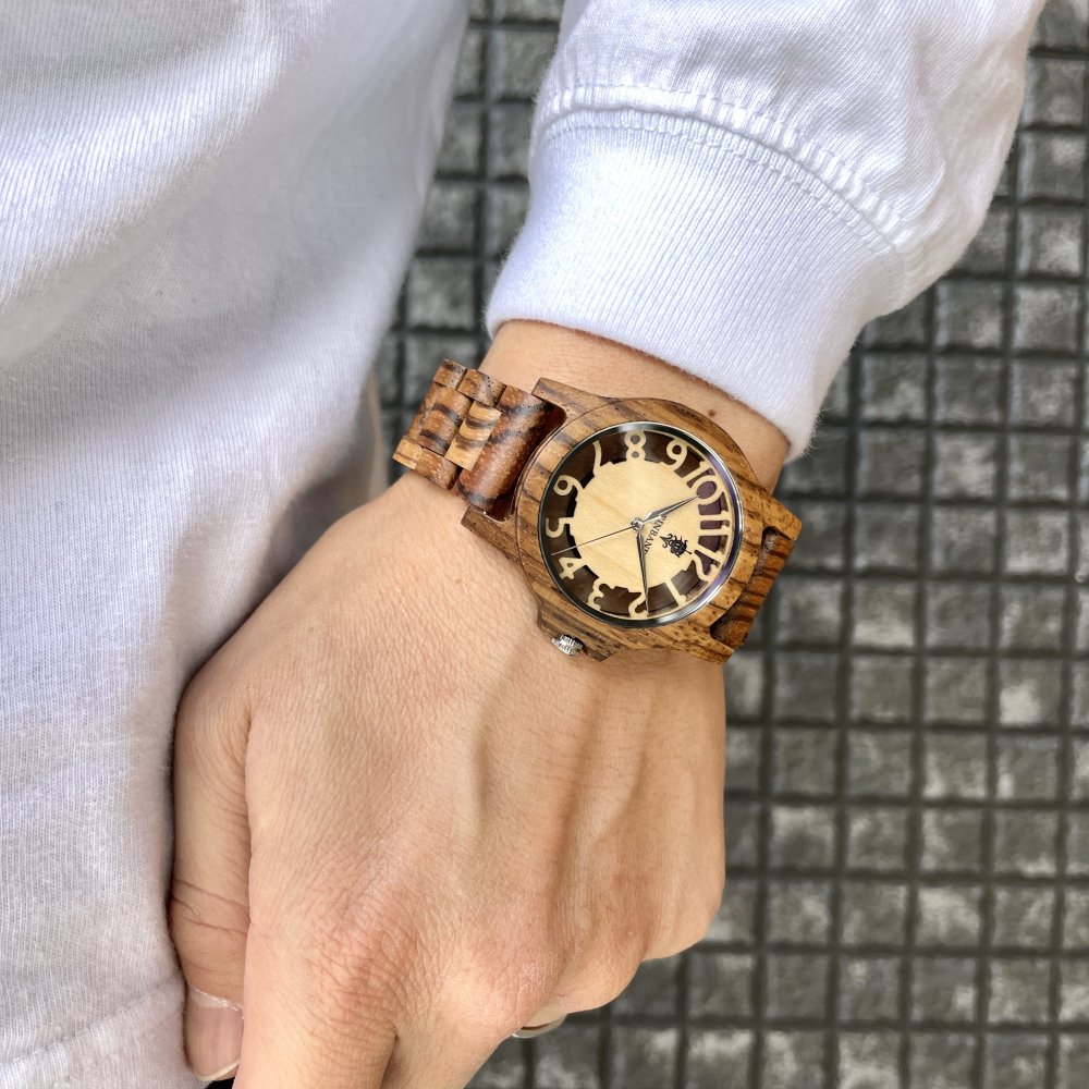 EINBAND Freiheit Zebrawood 木製腕時計 40mm - 木製腕時計・ウッドウォッチのお店　 EINBAND～アインバンド～