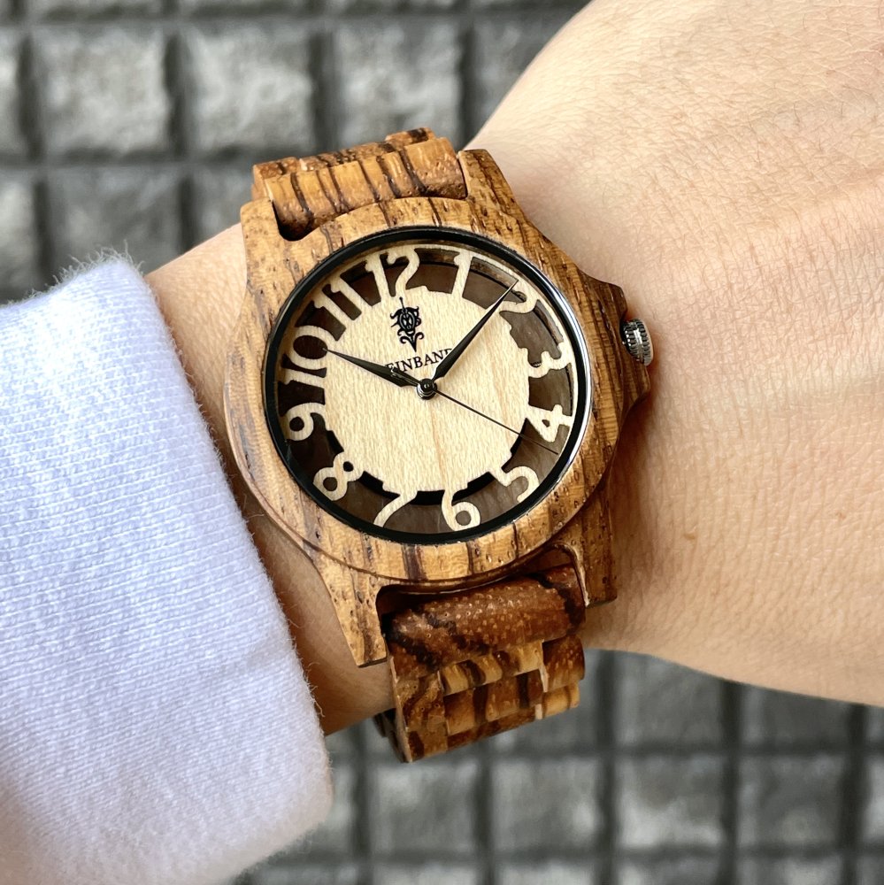 EINBAND Freiheit Zebrawood 木製腕時計 40mm - 木製腕時計・ウッドウォッチのお店　 EINBAND～アインバンド～