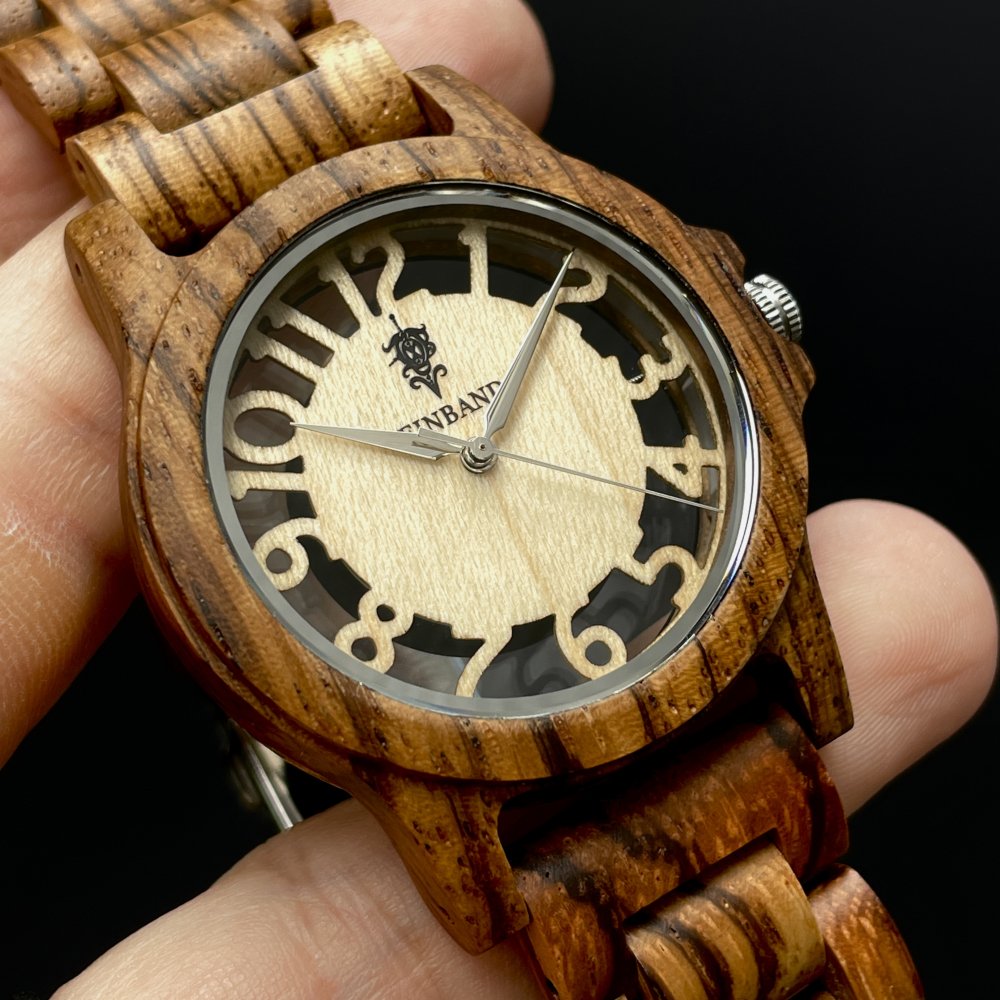 EINBAND Freiheit Zebrawood 木製腕時計 40mm - 木製腕時計・ウッドウォッチのお店　 EINBAND～アインバンド～