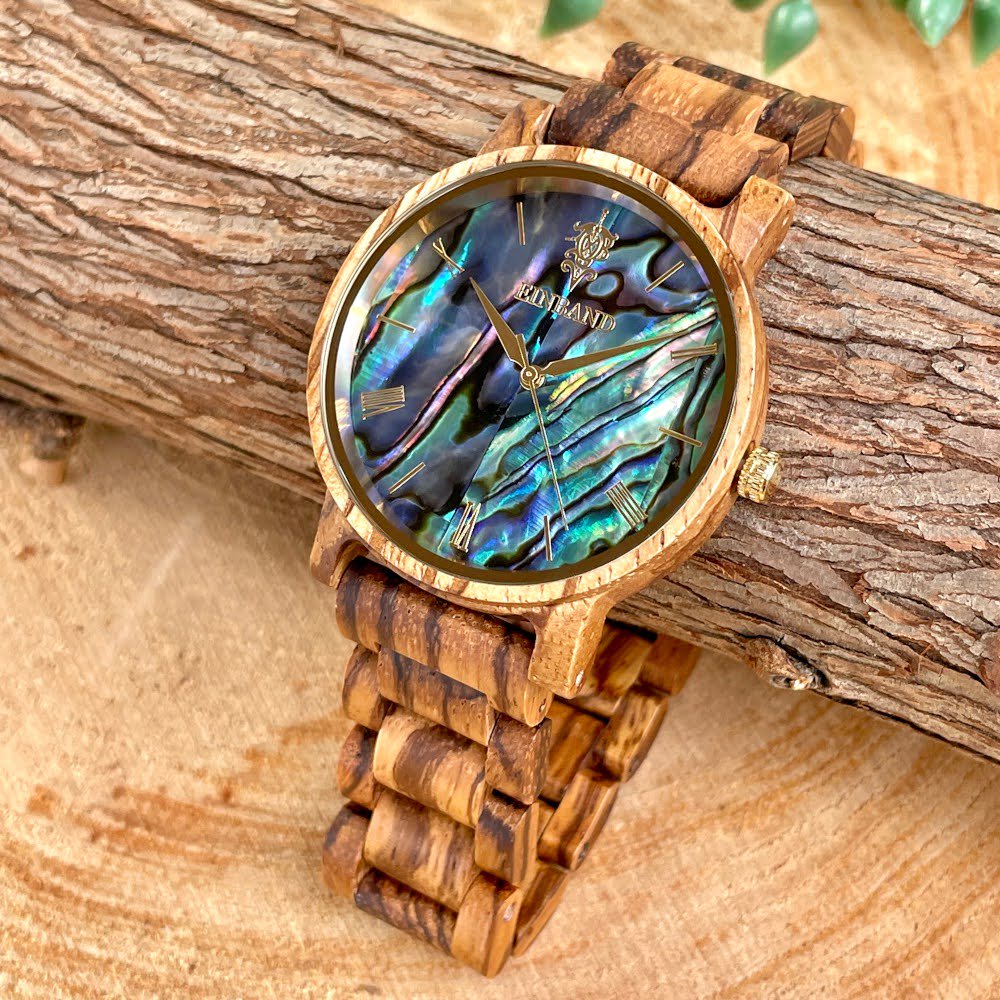 EINBAND Reise Zebra Wood × Avalon Shell 木製腕時計 40mm 【初回限定生産】