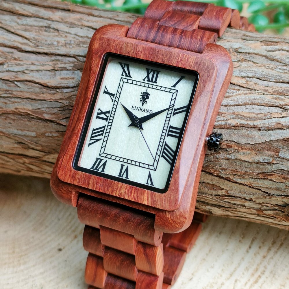 EINBAND Licht Red sandalwood 木製腕時計 44×34mm