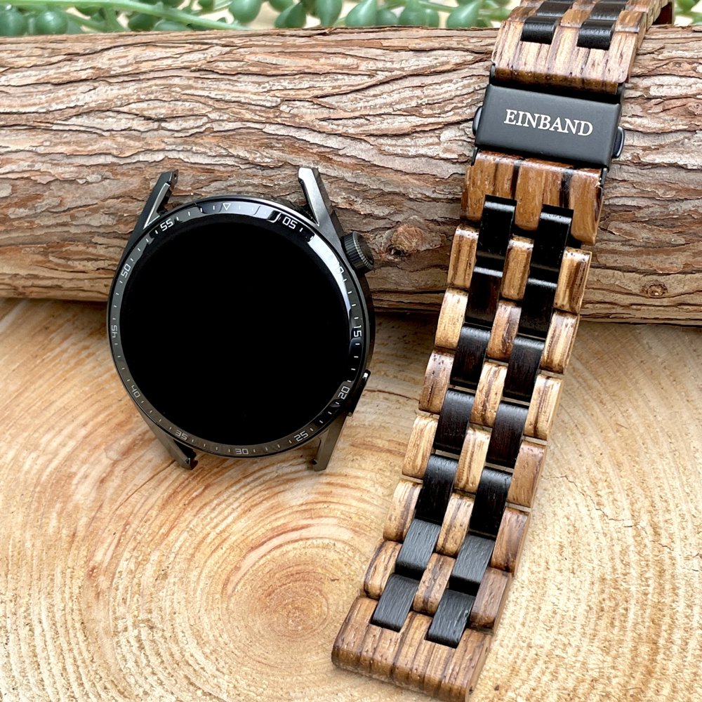 EINBAND スマートウォッチ 天然木バンド Zebrawood×Ebony 22mm幅専用