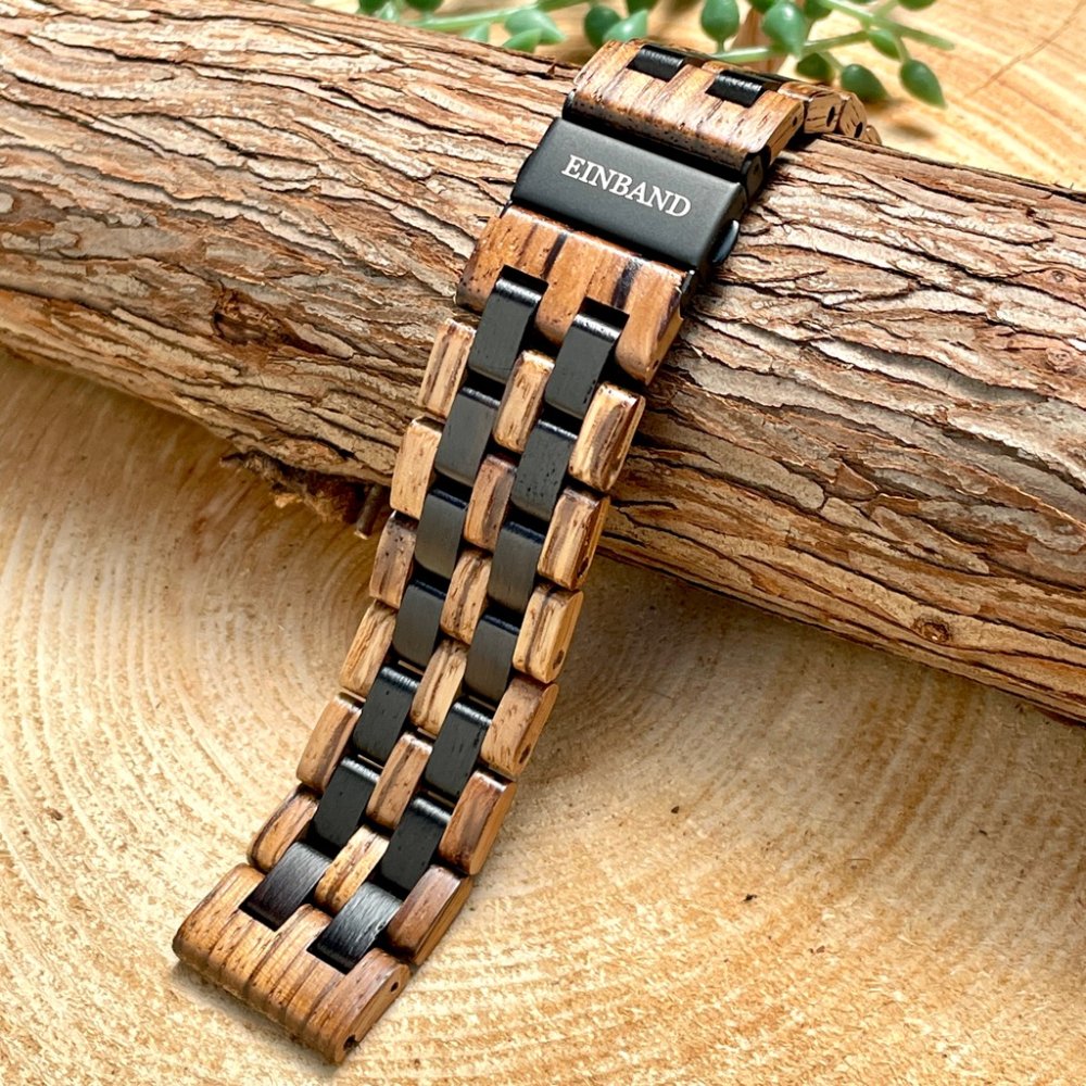 EINBAND スマートウォッチ 天然木バンド Zebrawood×Ebony 22mm幅専用