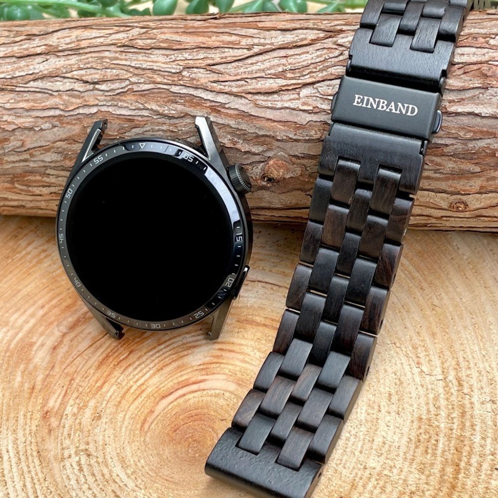 EINBAND スマートウォッチ 天然木バンド Ebony Wood 22mm幅専用 - 木製