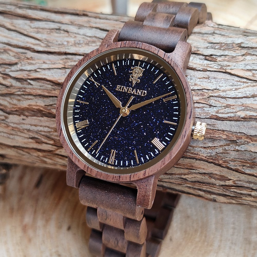 EINBAND Reise Blue sandstone × Walnut 木製腕時計 32mm - 木製腕時計・ウッドウォッチのお店  EINBAND～アインバンド～