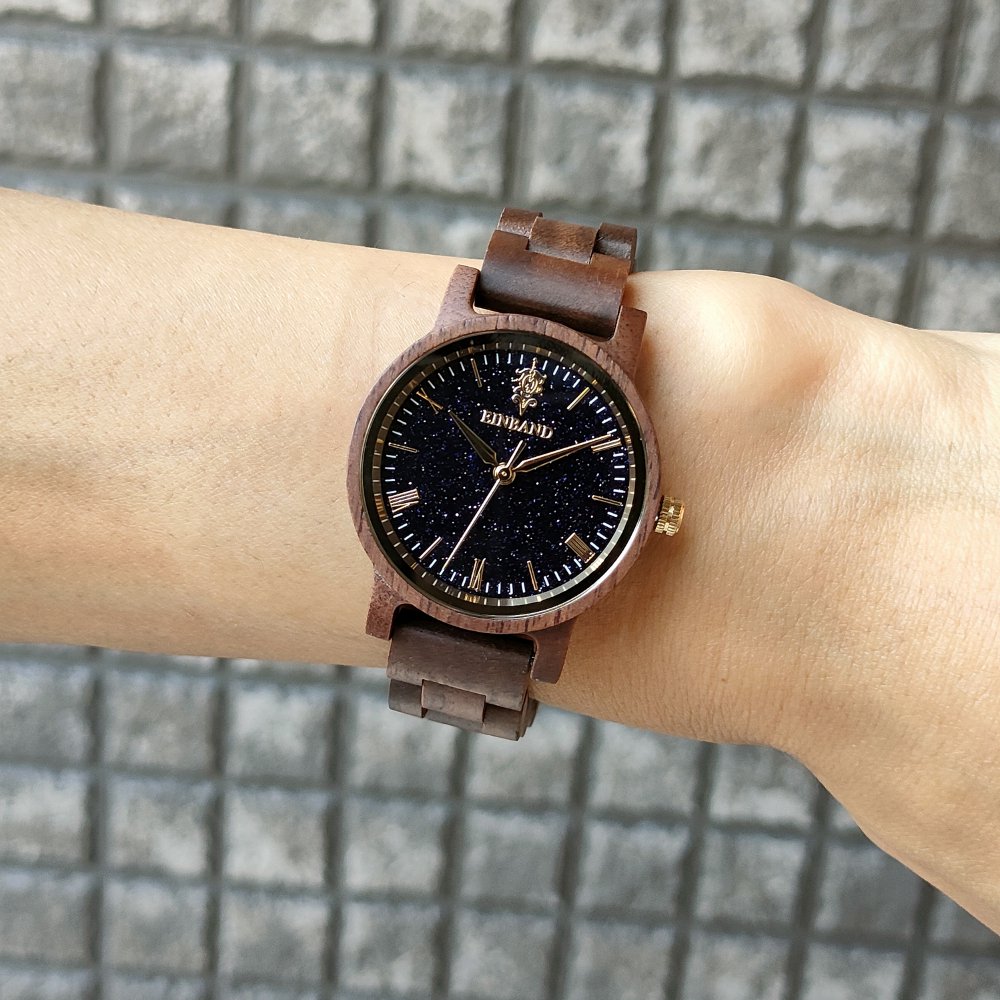 EINBAND Reise Blue sandstone × Walnut 木製腕時計 32mm - 木製腕時計・ウッドウォッチのお店　  EINBAND～アインバンド～