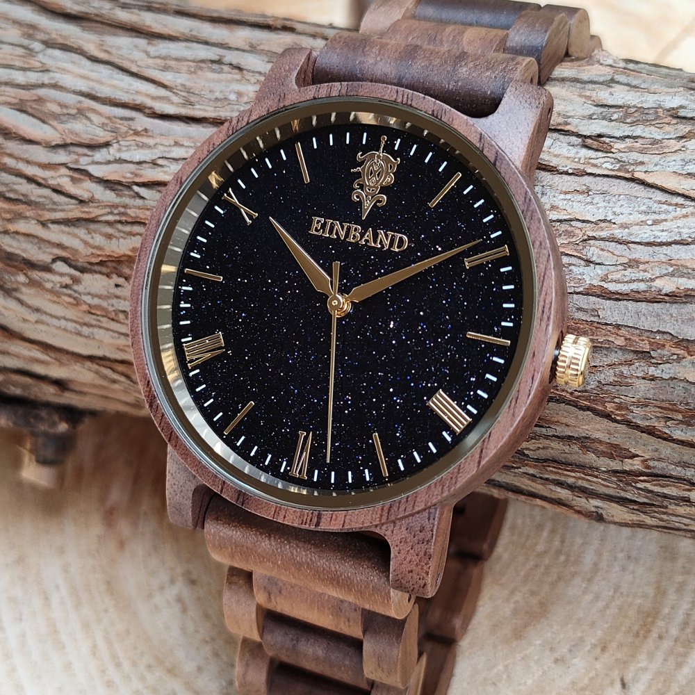 【9/19(月) 22:00〜発売開始】EINBAND Reise Blue sandstone × Walnut 木製腕時計 40mm