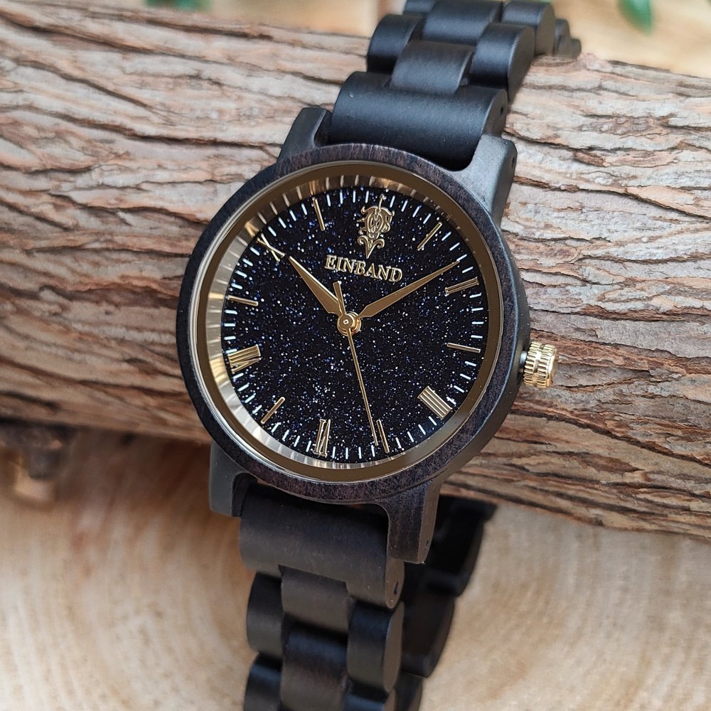 【9/19(月) 22:00〜発売開始】EINBAND Reise Blue sandstone × SandalWood 木製腕時計 32mm