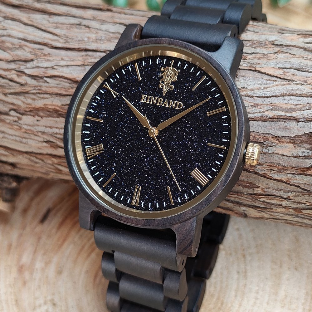 EINBAND Reise Blue sandstone × SandalWood 木製腕時計 40mm - 木製腕時計・ウッドウォッチのお店　  EINBAND～アインバンド～