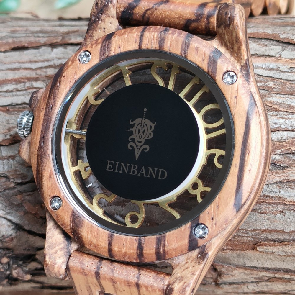 EINBAND Freiheit Zebrawood 木製腕時計 34mm - 木製腕時計・ウッドウォッチのお店　 EINBAND～アインバンド～