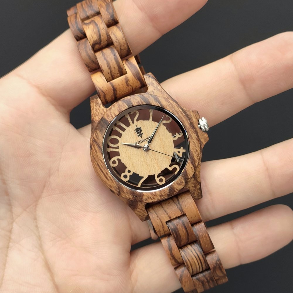 EINBAND Freiheit Zebrawood 木製腕時計 34mm - 木製腕時計・ウッドウォッチのお店　 EINBAND～アインバンド～