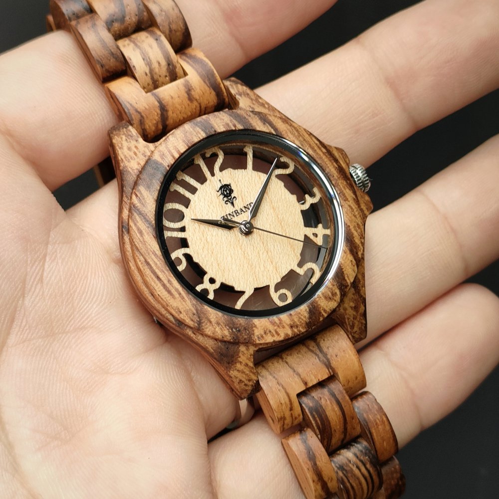 EINBAND Freiheit Zebrawood 木製腕時計 34mm - 木製腕時計・ウッドウォッチのお店　 EINBAND～アインバンド～