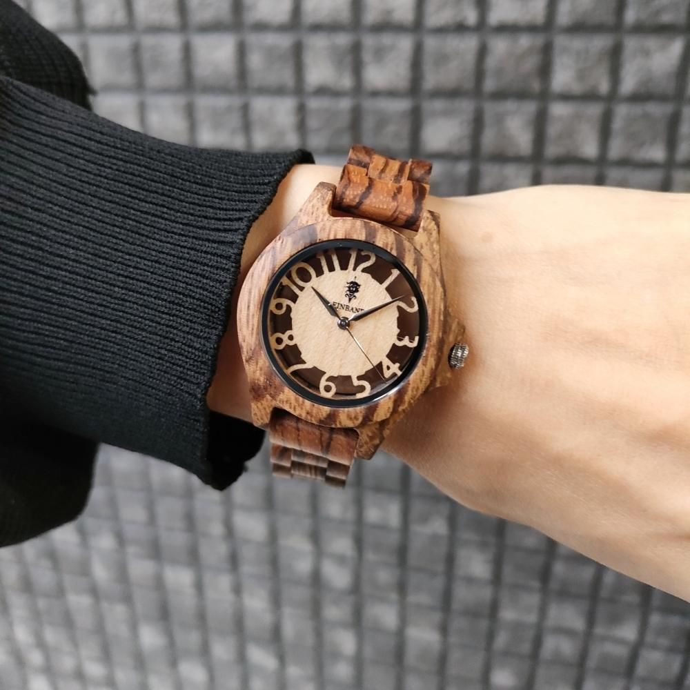 EINBAND Freiheit Zebrawood 木製腕時計 34mm - 木製腕時計・ウッドウォッチのお店　 EINBAND～アインバンド～