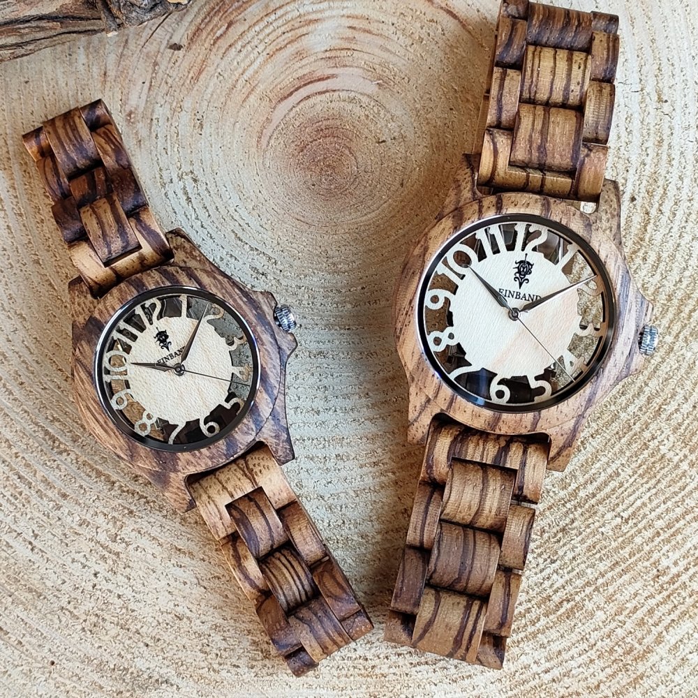 EINBAND Freiheit Zebrawood 木製腕時計 34mm - 木製腕時計・ウッドウォッチのお店　 EINBAND～アインバンド～