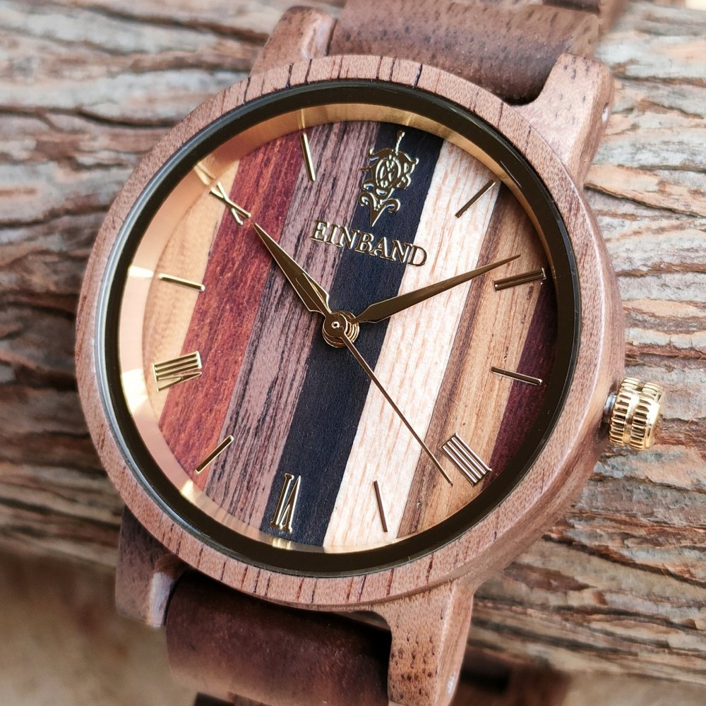 EINBAND Reise Mix Wood × Walnut 木製腕時計 32mm - 木製腕時計・ウッドウォッチのお店　  EINBAND～アインバンド～