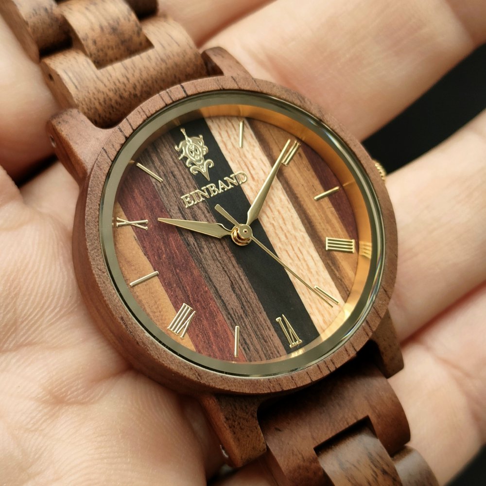 EINBAND Reise Mix Wood × Walnut 木製腕時計 32mm - 木製腕時計