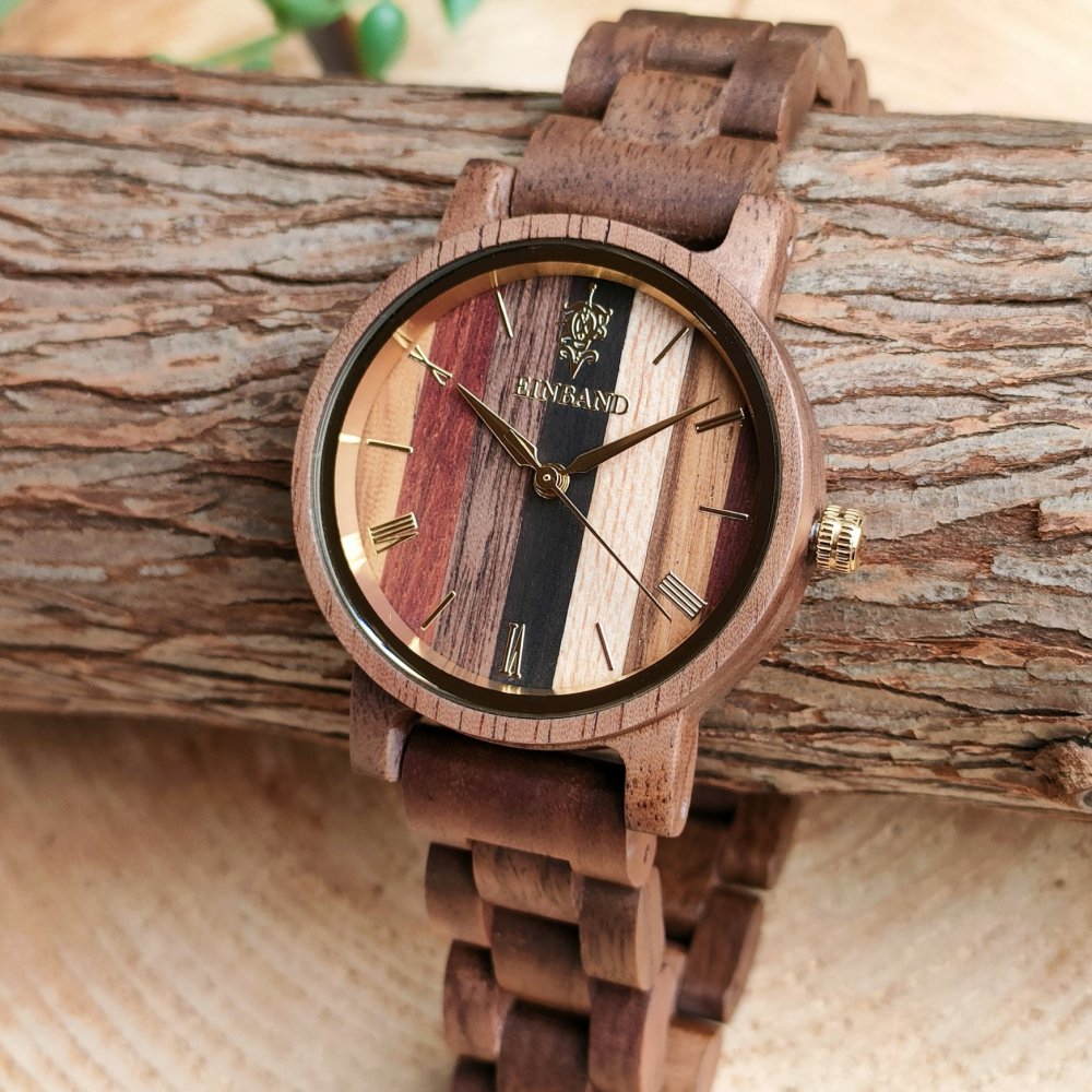 EINBAND Reise Mix Wood × Walnut 木製腕時計 40mm - 木製腕時計・ウッドウォッチのお店　  EINBAND～アインバンド～