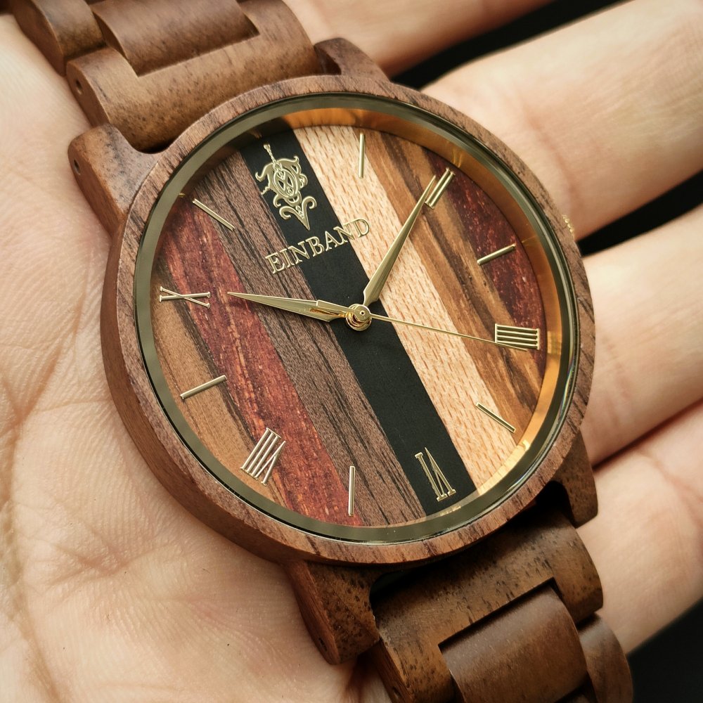 EINBAND Reise Mix Wood × Walnut 木製腕時計 40mm - 木製腕時計・ウッドウォッチのお店　  EINBAND～アインバンド～