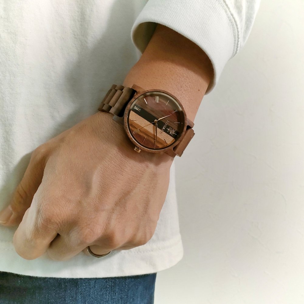 EINBAND Reise Mix Wood × Walnut 木製腕時計 40mm - 木製腕時計・ウッドウォッチのお店　  EINBAND～アインバンド～