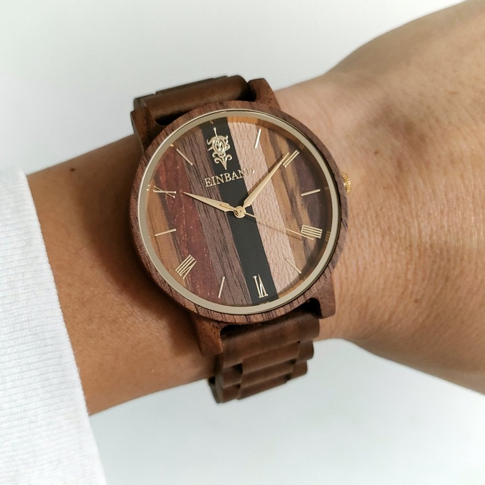 EINBAND Reise Mix Wood × Walnut 木製腕時計 40mm - 木製腕時計