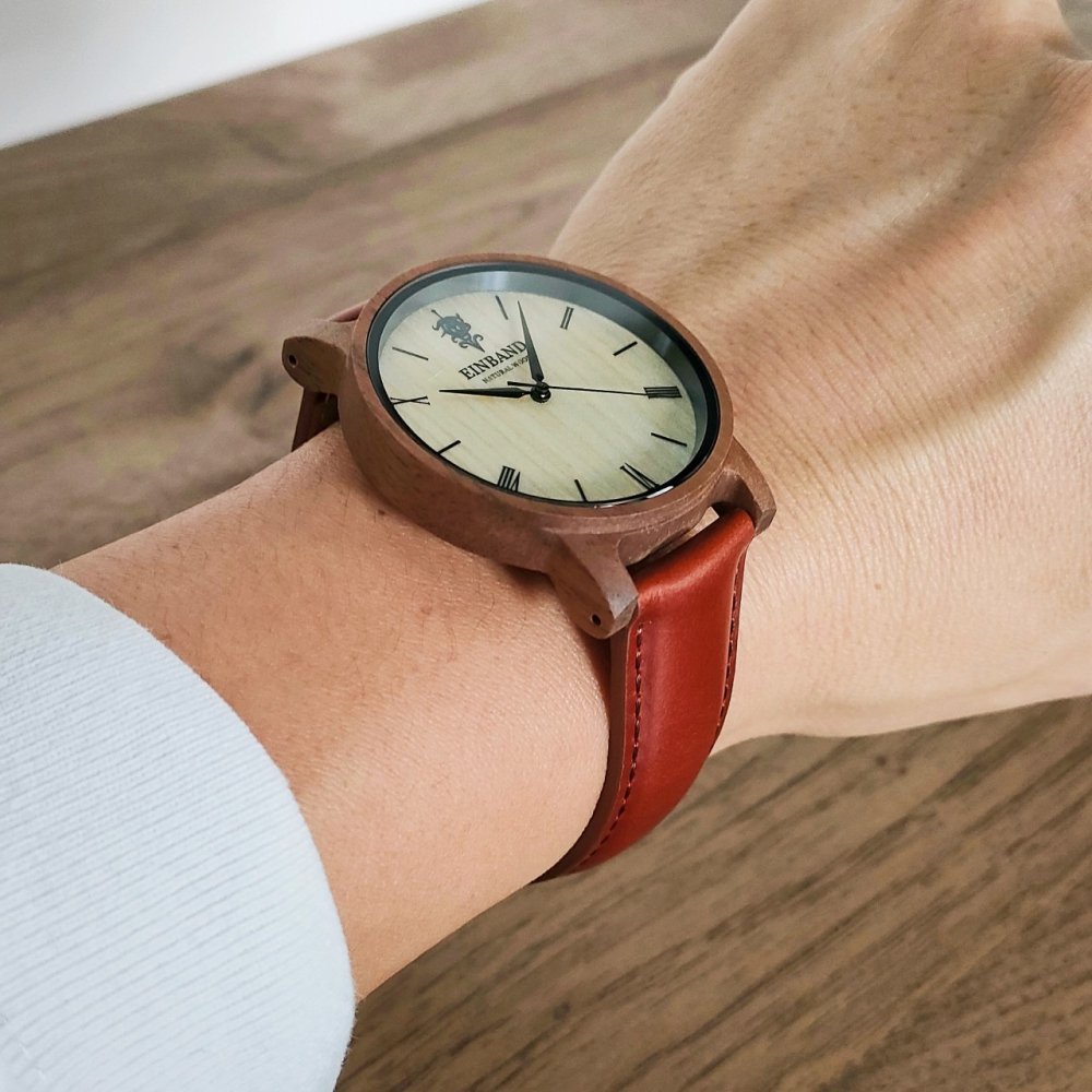 EINBAND  Reise Walnut & MapleWood 木製腕時計 本革レザーベルト