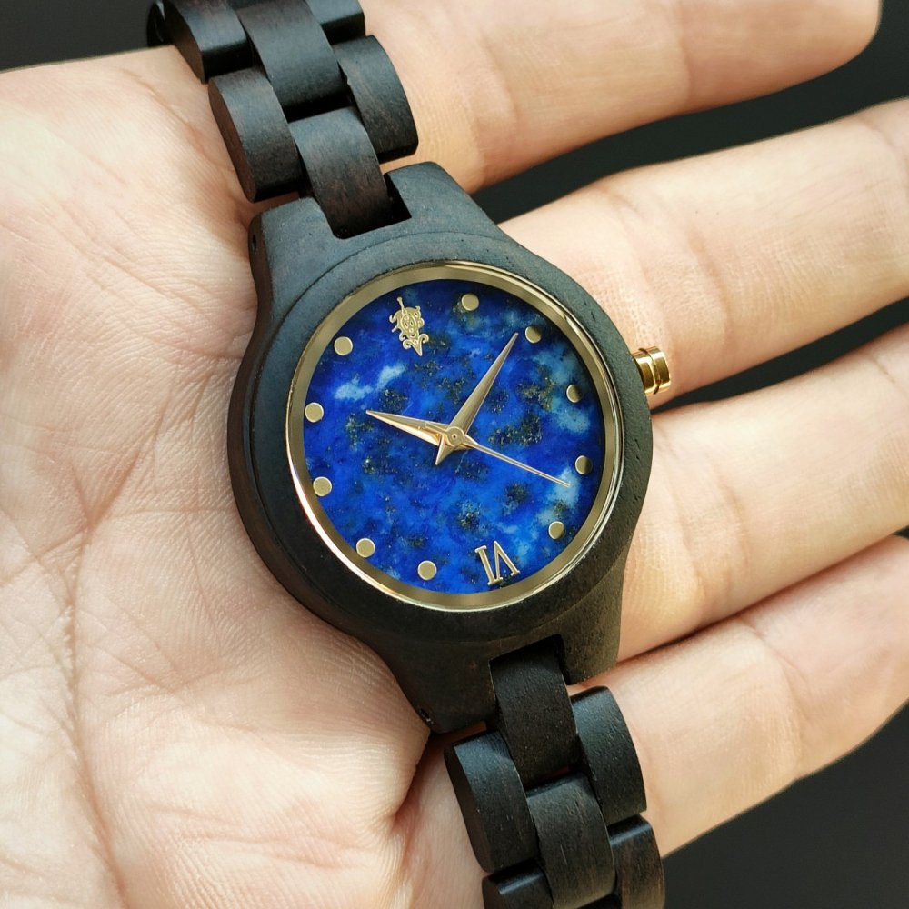 EINBAND Prima Ebony wood × ラピスラズリ 天然石木製腕時計 34mm - 木製腕時計・ウッドウォッチのお店　  EINBAND～アインバンド～