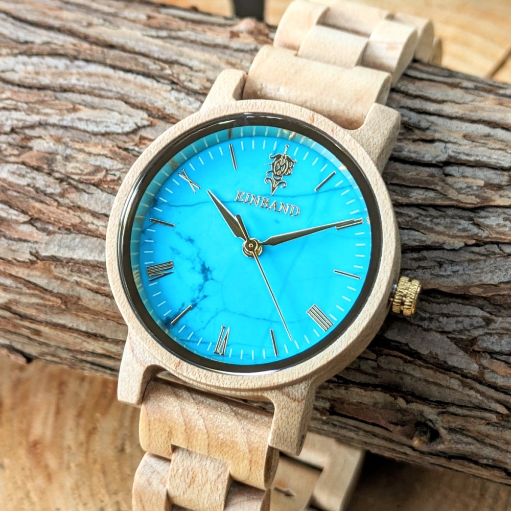 EINBAND Reise ターコイズ × メイプルウッド 木製腕時計 32mm