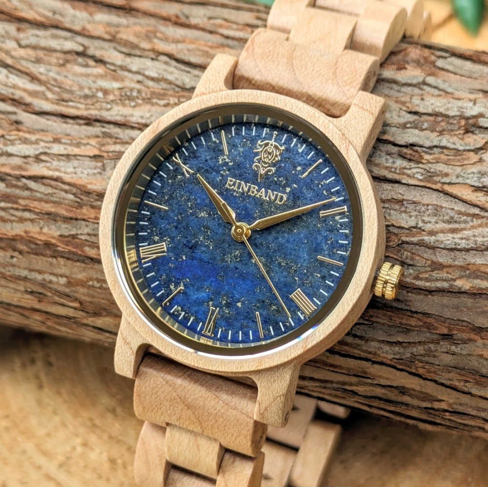 EINBAND Reise ラピスラズリ メイプルウッド 木製腕時計 32mm