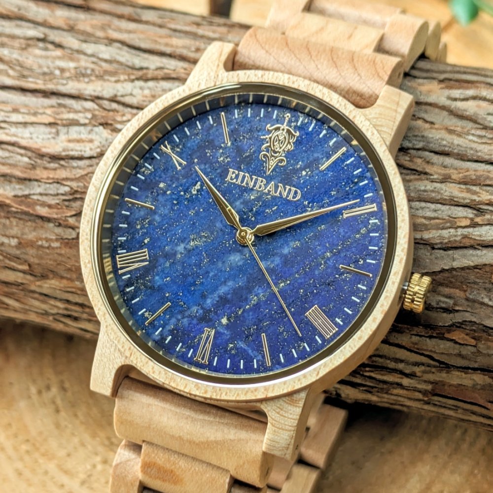 【6/4(日) 22:00〜販売開始】EINBAND Reise ラピスラズリ × メイプルウッド 木製腕時計 40mm
