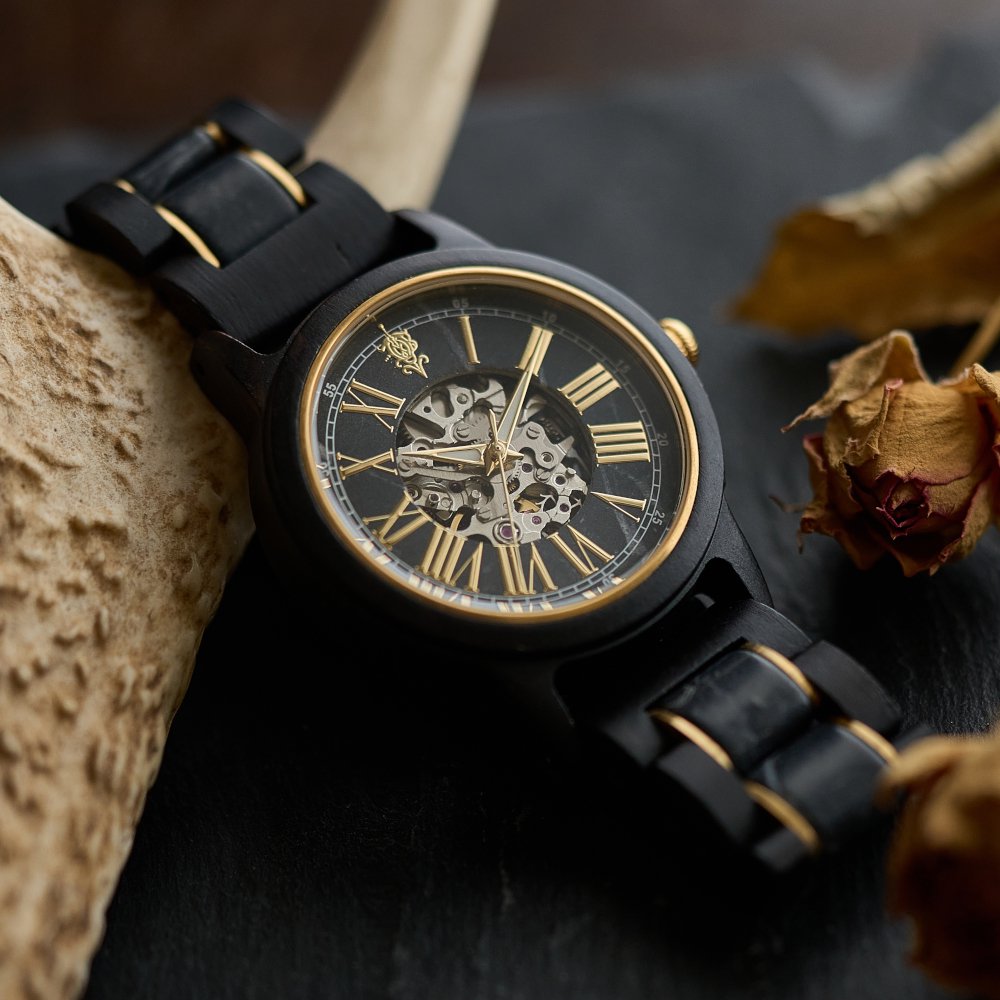 EINBAND ブラックマルキーナ×エボニーウッド自動巻き木製腕時計 40mmよろしくお願いします
