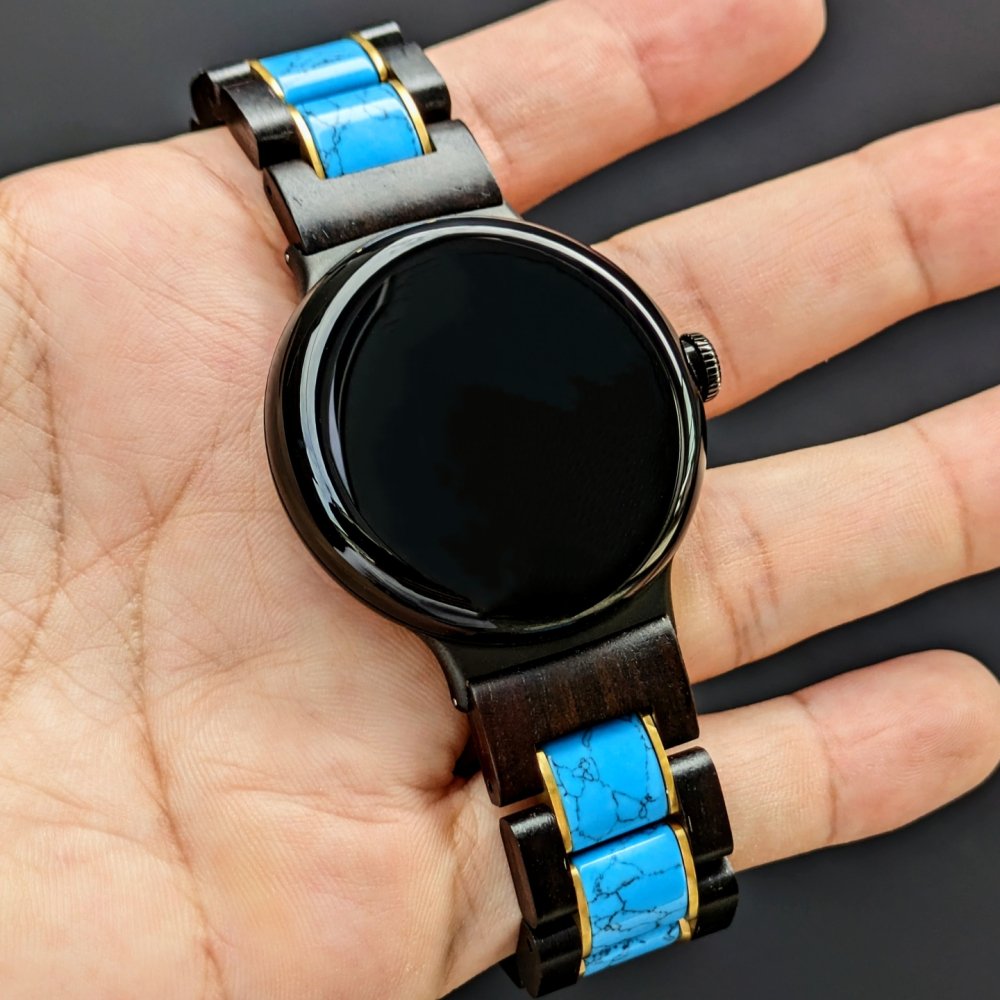 EINBAND Google Pixel Watch 天然木バンド ターコイズ×エボニーウッド - 木製腕時計・ウッドウォッチのお店　  EINBAND～アインバンド～