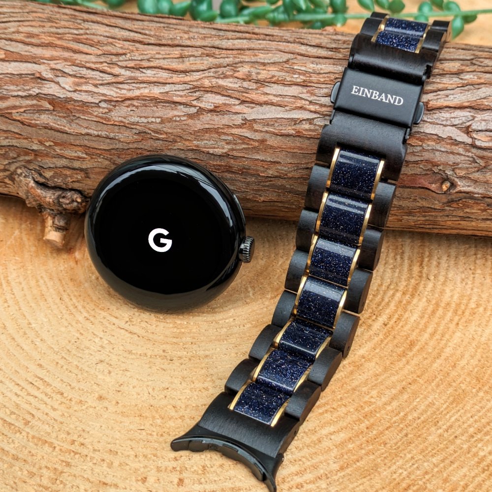 EINBAND Google Pixel Watch 天然木バンド ブルーサンドストーン×エボニーウッド - 木製腕時計・ウッドウォッチのお店　  EINBAND～アインバンド～