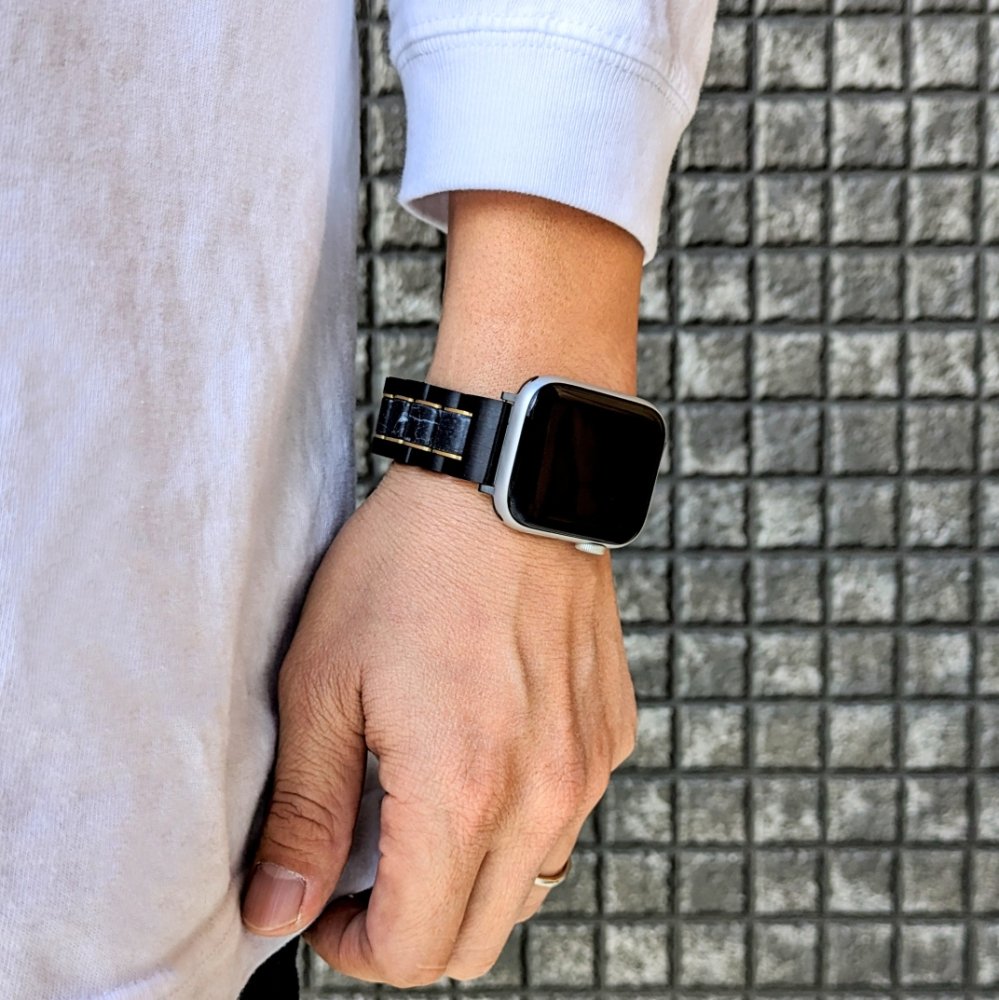 EINBAND AppleWatch 天然木バンド 20mm ブラックマルキーナ(大理石 ...