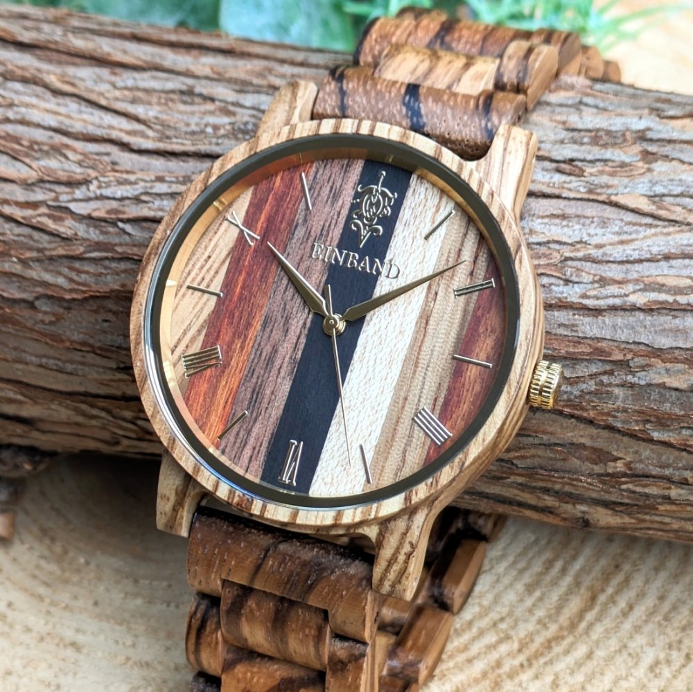EINBAND Reise Mix Wood × Zebrawood 木製腕時計 40mm