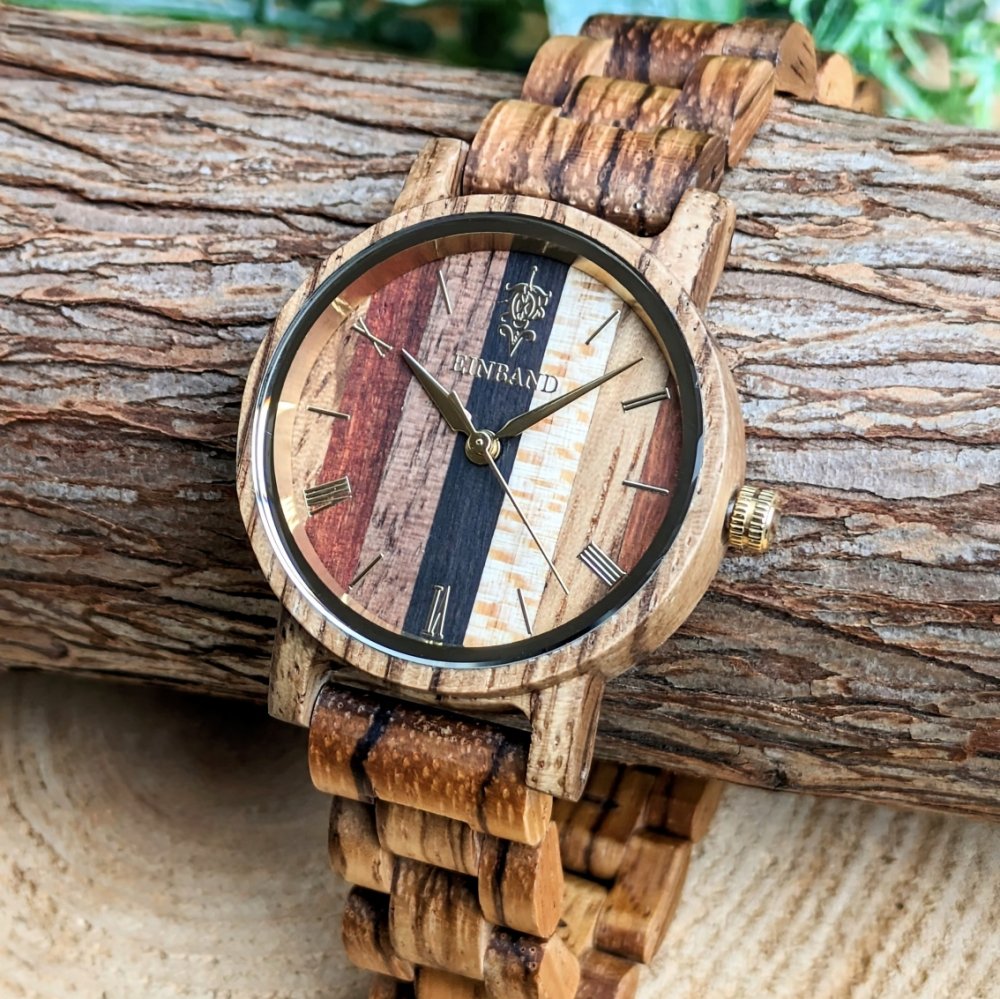 EINBAND Reise Zebrawood 木製腕時計 32mm